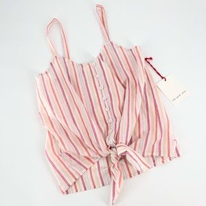 The Good Jane Button & Knot Front Pink Stripes Top